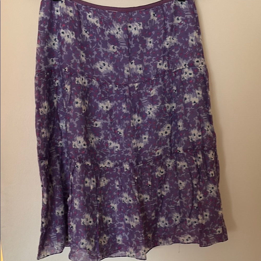 Tibi Size 6 Floral Purple Skirt